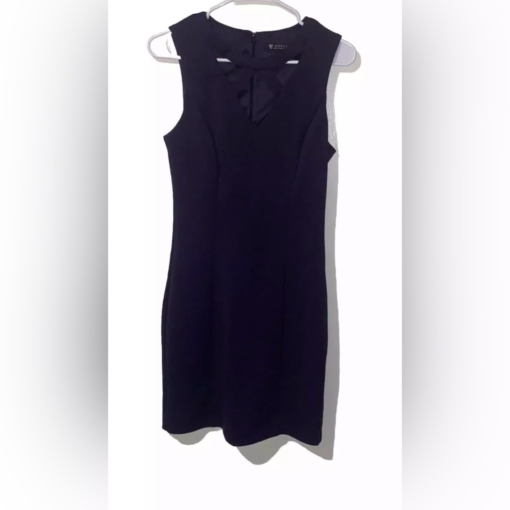 Guess Scuba Women Size 8 Navy Party Dress Cutouts Stretchy Midi Career Formal